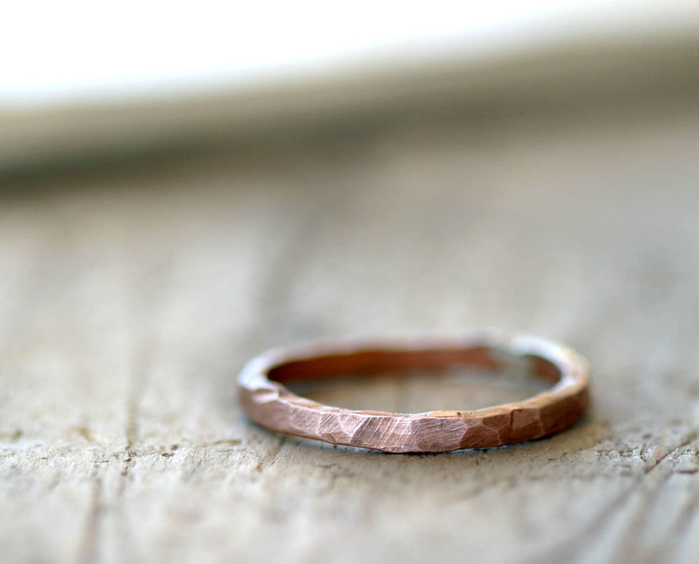 Set Of Three, Hammered-Copper Stacking Rings, Made From 16 Gauge Copper Wire,  Twisted By Ken, TBK020120